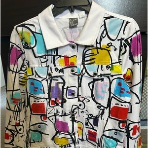 Casual blazer Jacket size M colour white/ Multi colour